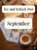 Tee und Gebäck Post September Inhalt - Regency Kurzgeschichte, Hörbuch QR-Code und Ausmalbild